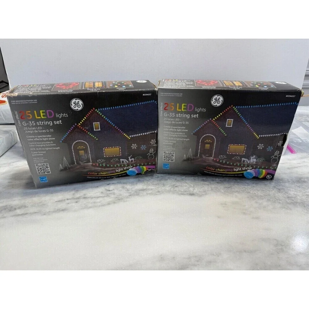 GE Color Effects 25 LED Lights Set Light Show Color Changing 2 Box Christmas
